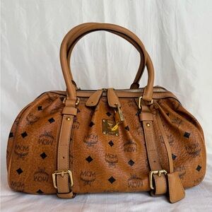 💯Guaranteed Authentic MCM CognacLeather Satchel Bag